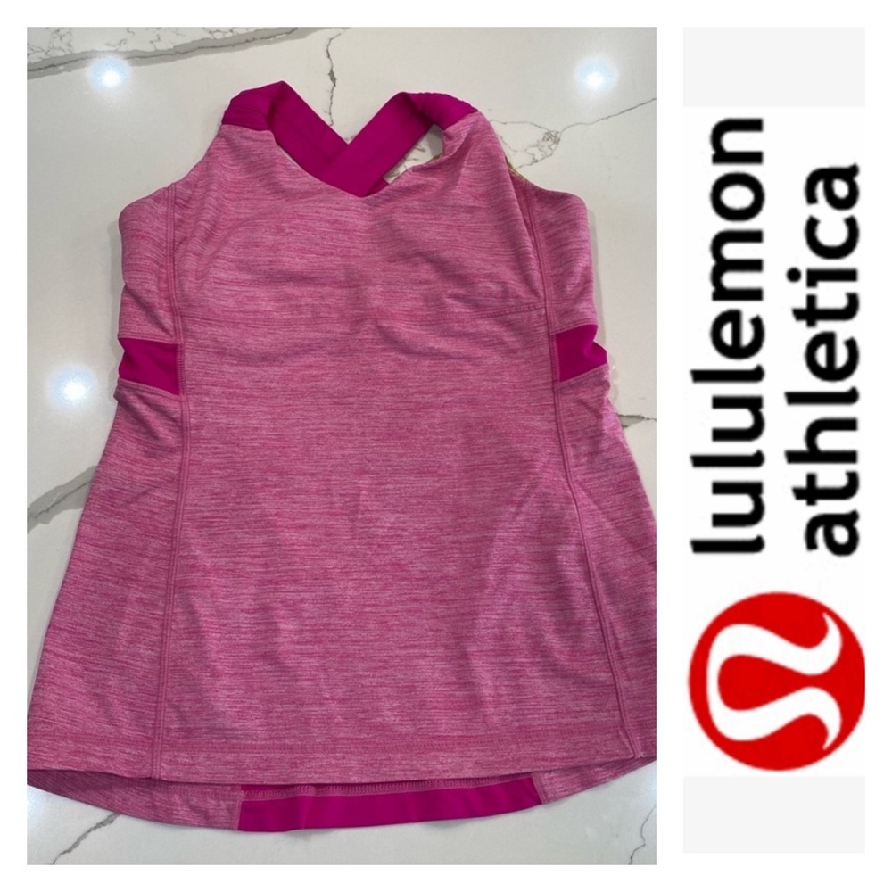 EUC - Lululemon Criss Cross Two Tone PinkTennis Top. Size 8